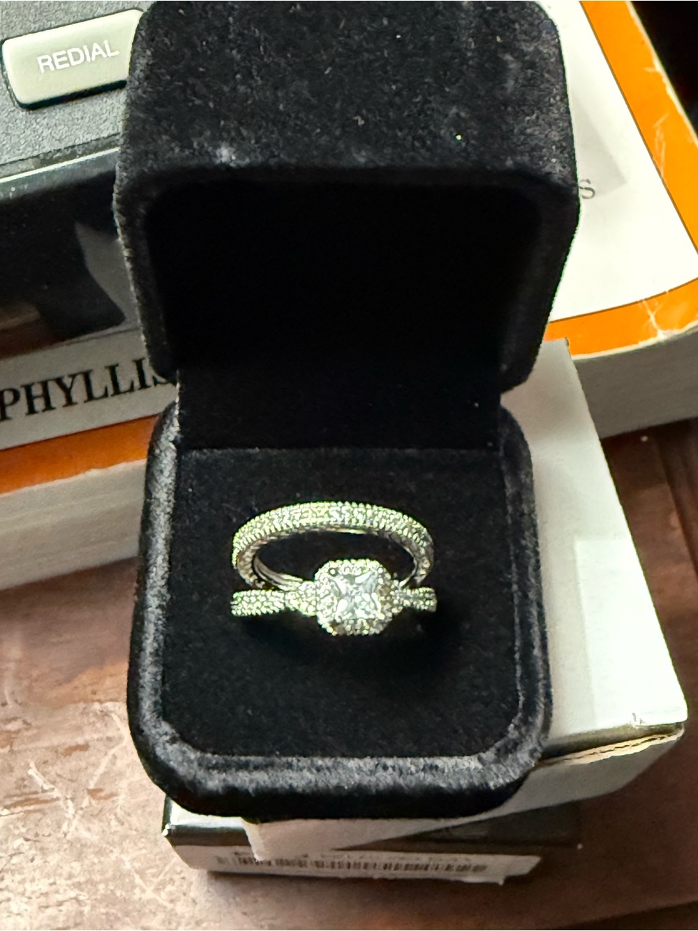 Diamond Halo Engagement Ring Set - Silver -